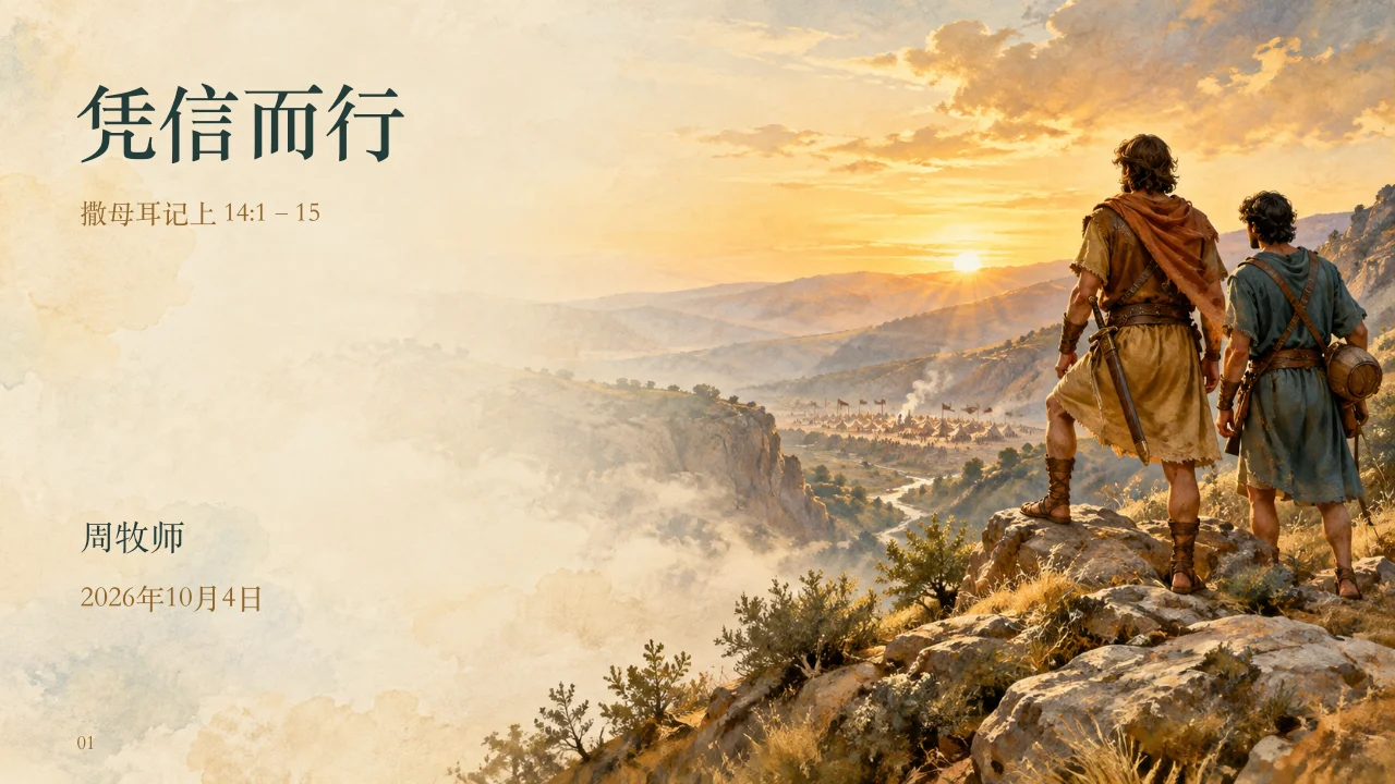 凭信而行——撒母耳记上14:1–15，约拿单与同伴凭信前行的图文封面